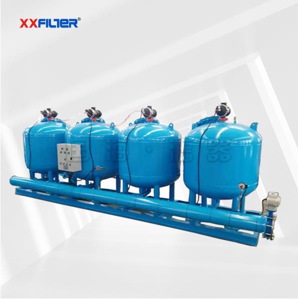 鋼廠電廠循環(huán)水處理用3罐并聯(lián)淺層砂過(guò)濾器